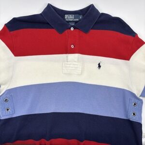 Vintage 90s Polo Ralph Lauren Polo Shirt Mens Lg Color Block Red White Blue